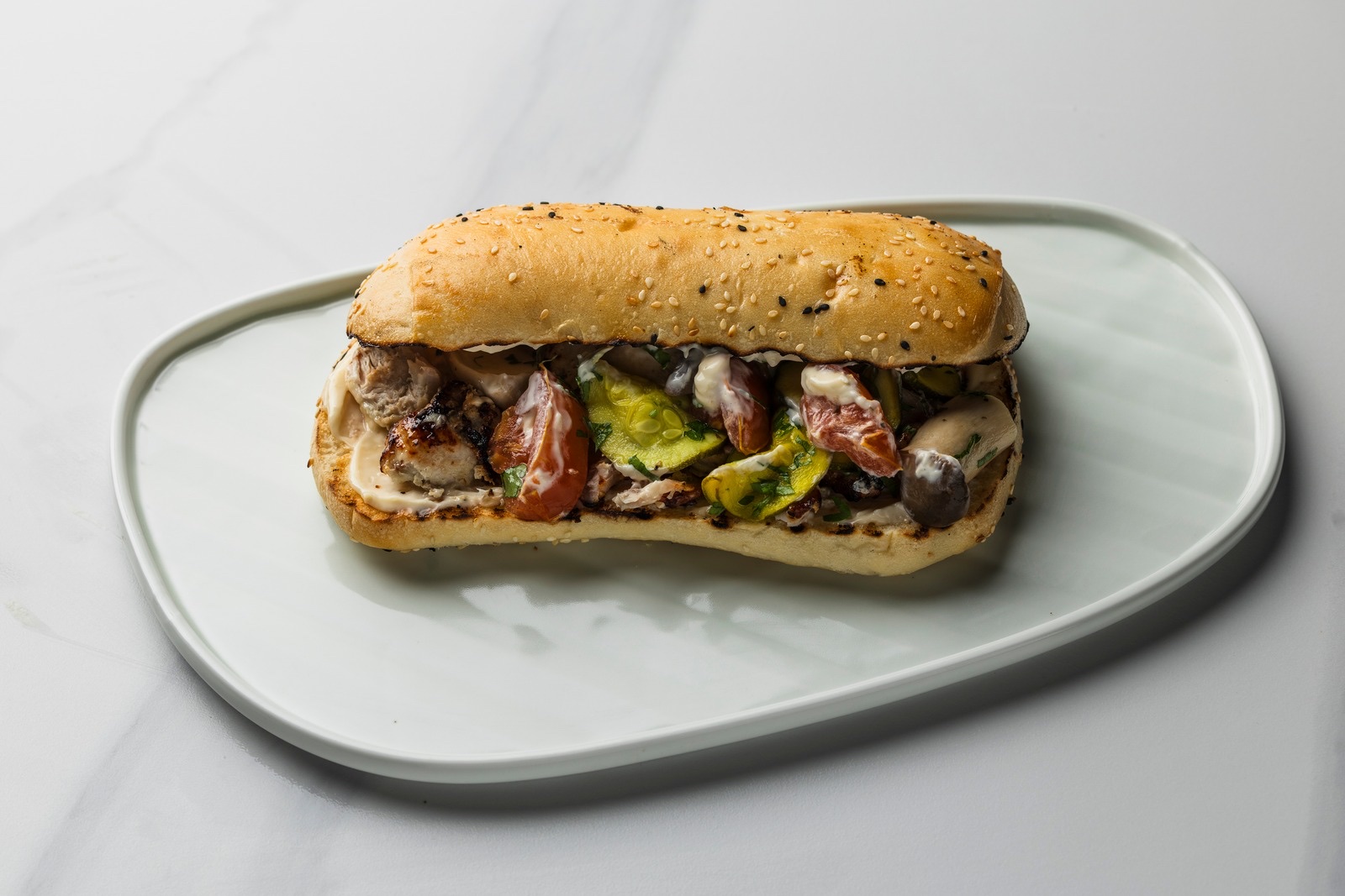 Slow-cooked brisket sub