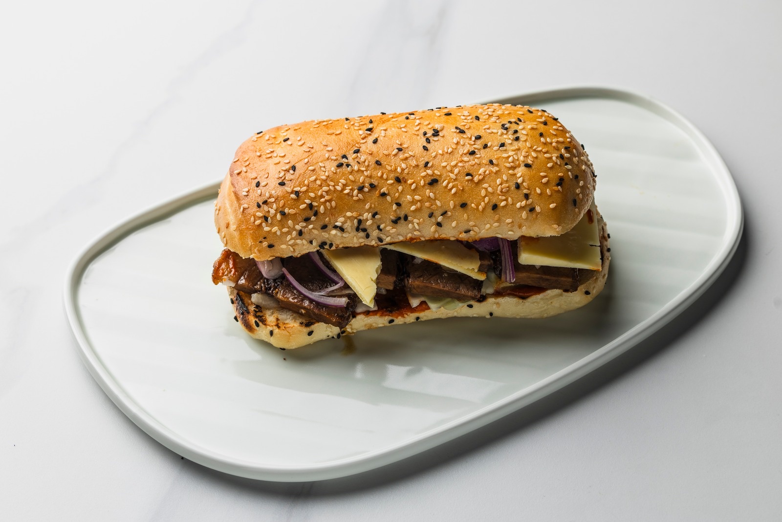 Charcoal mortadella sub